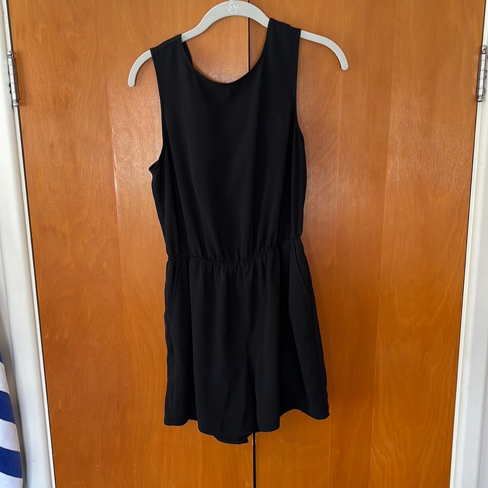 Black satin romper
